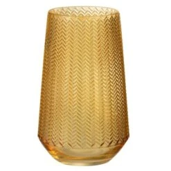 Vase Verre Jaune à Rayures Nayra - Lot De 3