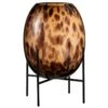 Vase Verre Marron Sur Pied Métal Noir Diere H 27 Cm -Maison Eclat Boutique vase verre marron sur pied metal noir diere h 27 cm 5415203966285 370369