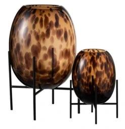 Vase Verre Marron Sur Pied Métal Noir Diere H 27 Cm -Maison Eclat Boutique vase verre marron sur pied metal noir diere h 27 cm 5415203966285 370370