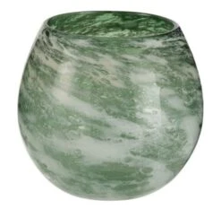 Vase Verre Vert Et Blanc Ocel H 21 Cm